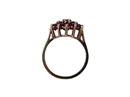 Vintage 9ct Gold Ruby Cluster Ring