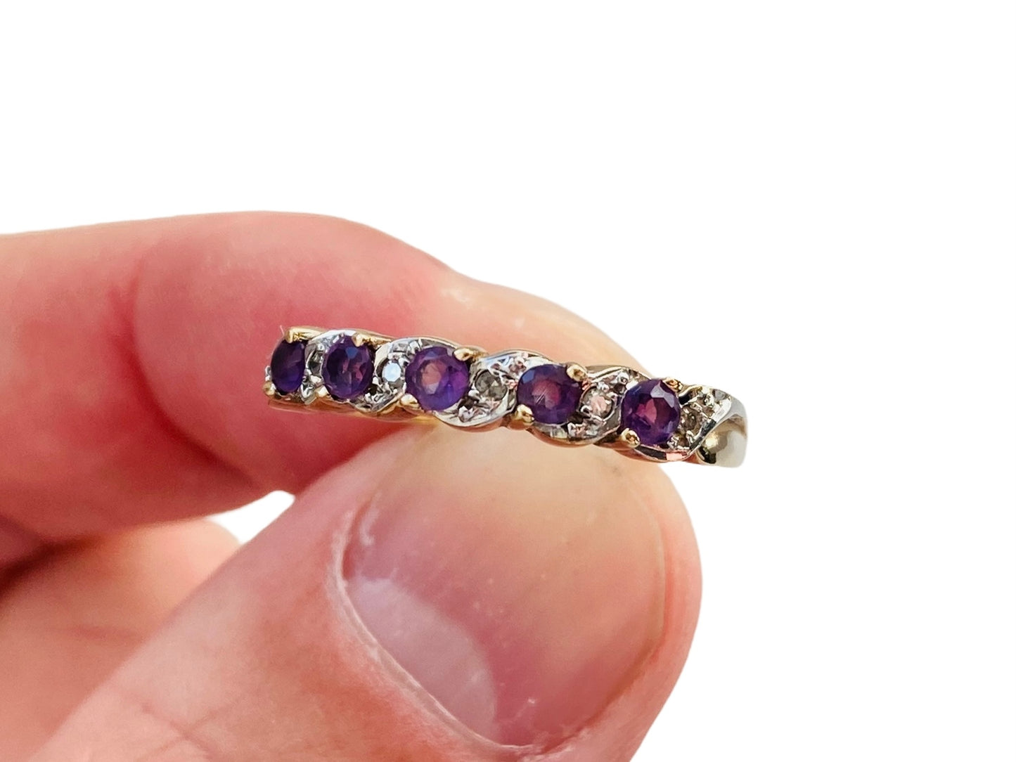 9ct Gold Amethyst & Diamond Ring