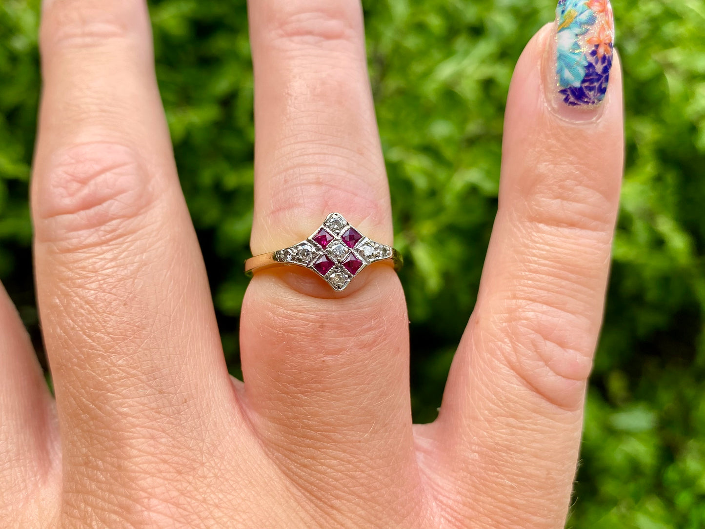 Antique 18ct Gold Ruby & Diamond Ring