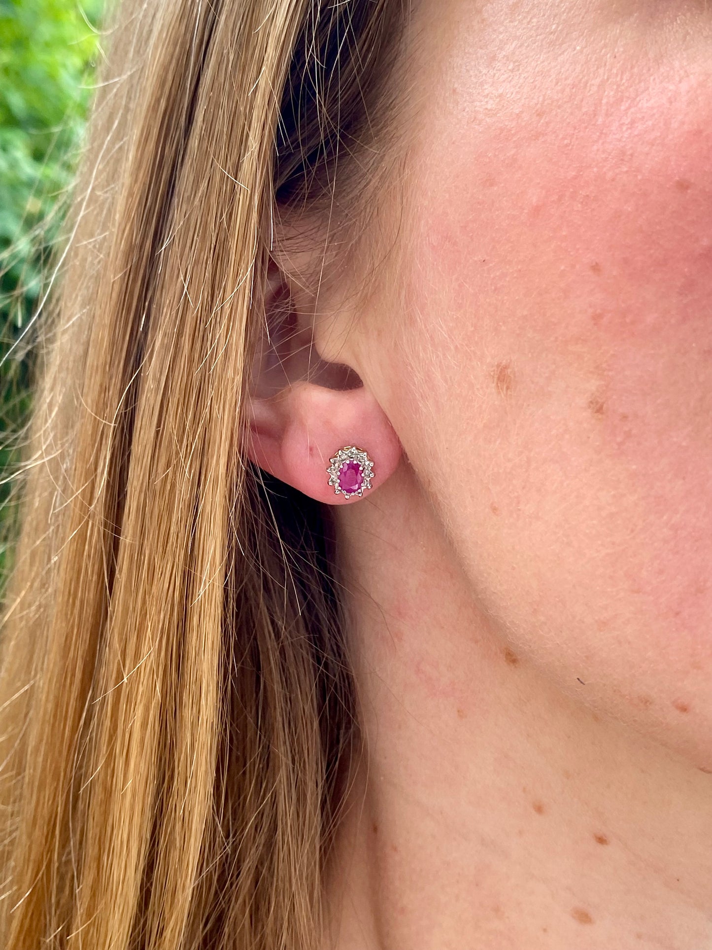 9ct Gold Ruby & Diamond Earrings