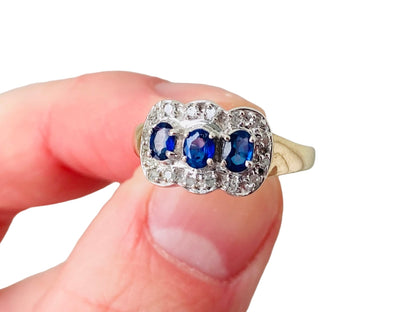 9ct Gold Sapphire & Diamond Cluster Ring