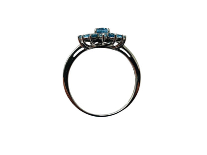 9ct Gold Blue Zircon & Diamond Ring