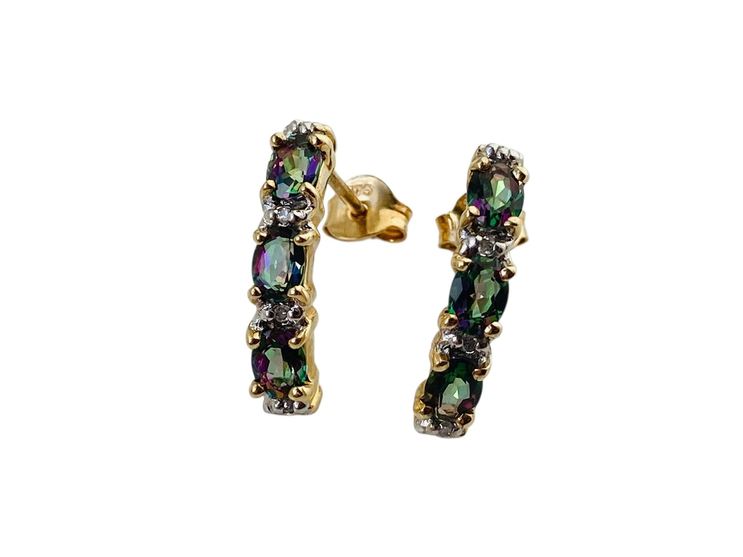 9ct Gold Mystic Topaz & Diamond Earrings