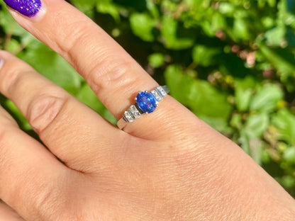 18ct Gold Ceylon Blue Sapphire & Diamond ILIANA Ring