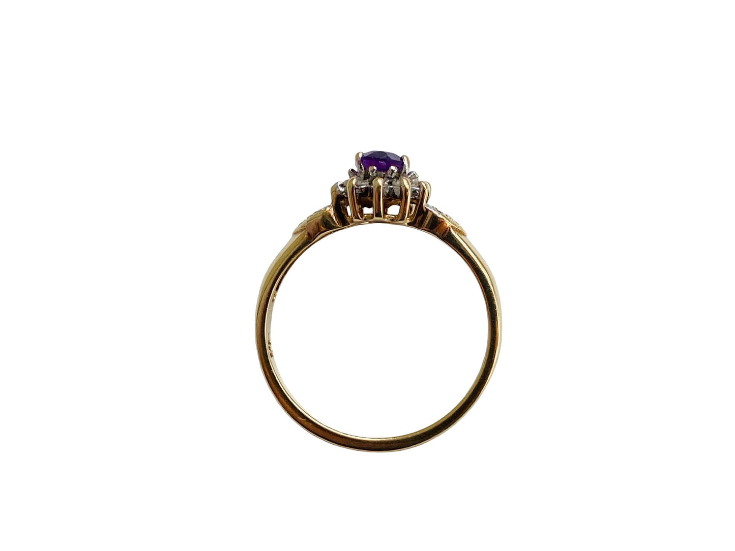 Vintage 9ct Gold Amethyst & Diamond Ring