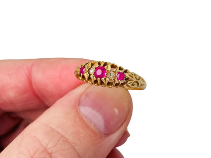 Antique 18ct Gold Ruby & Diamond Ring