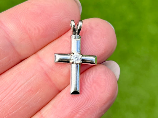 9ct Gold Diamond Cross Pendant