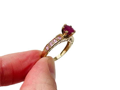 9ct Gold Ruby & Pink Sapphire Ring