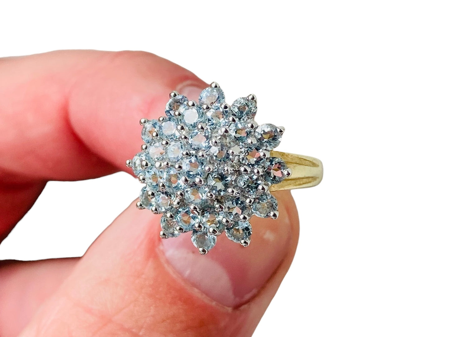 9ct Gold Aquamarine Cluster Ring