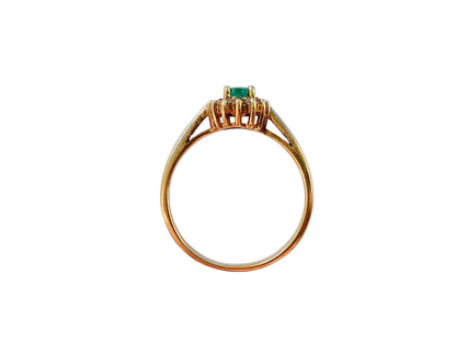 9ct Gold Emerald & Diamond Ring