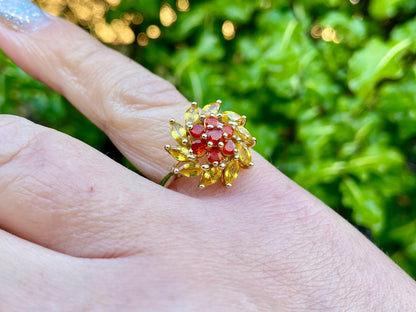 9ct Gold Yellow Sapphire & Fire Opal Ring