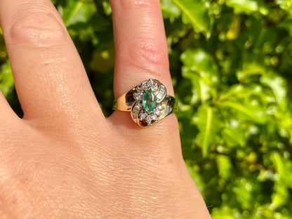 10ct Gold Emerald & Diamond Ring