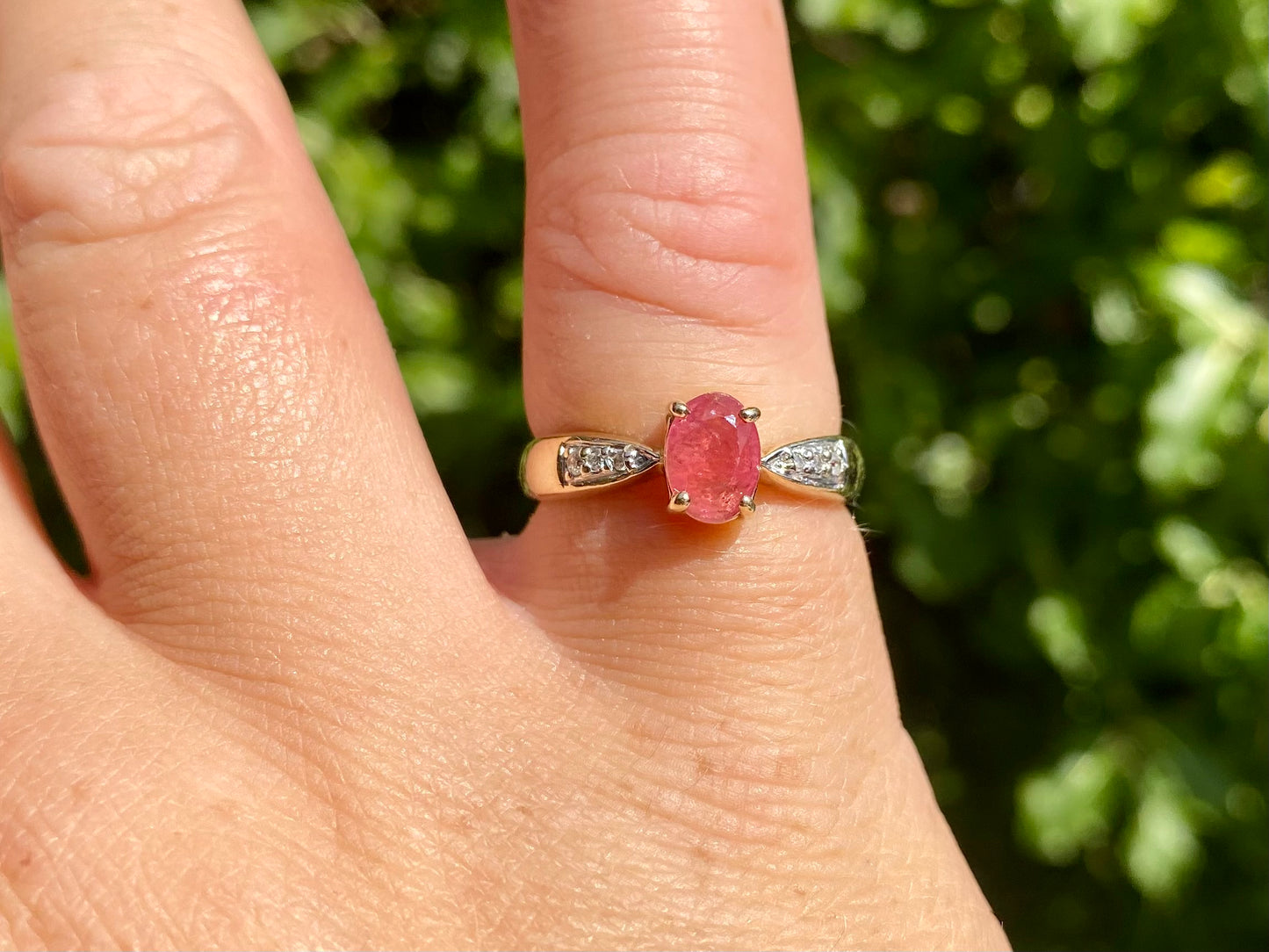 9ct Gold Pink Tourmaline & Diamond Ring