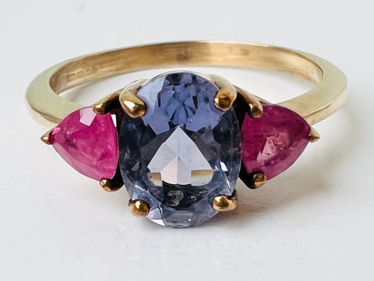 9ct Gold Iolite & Pink Sapphire Ring