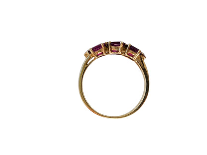 9ct Gold Rhodolite Garnet & Diamond Ring