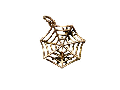 Vintage 9ct Gold Spider Web Pendant Or Charm