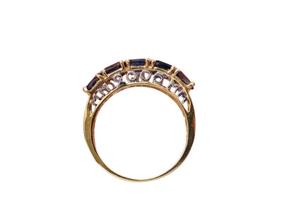 9ct Gold Iolite & Diamond Ring