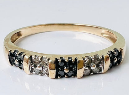 9ct Gold Black & White Diamond Ring