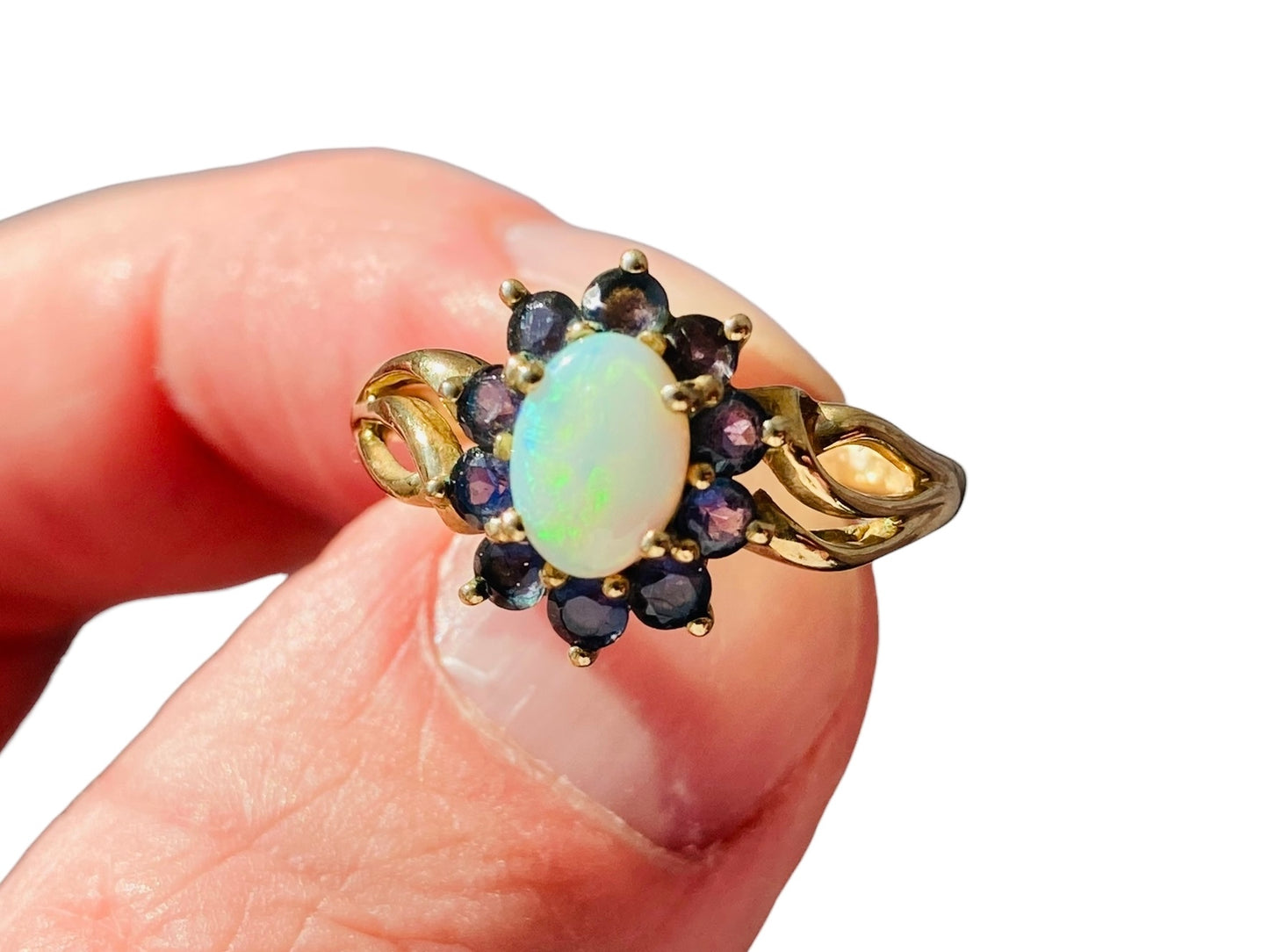 9ct Gold Opal & Iolite Ring