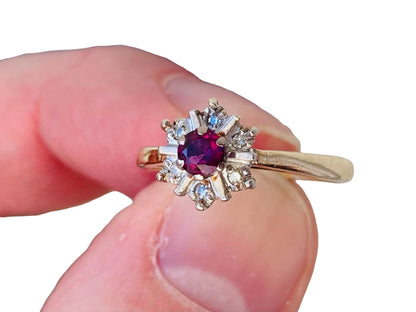 Vintage 9ct Gold Ruby & Diamond Ring