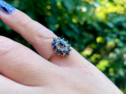 Vintage 9ct Gold Sapphire & Diamond Ring
