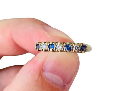 Vintage 9ct Gold Sapphire & Diamond Ring
