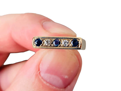 Vintage 9ct Gold Sapphire & Diamond Ring