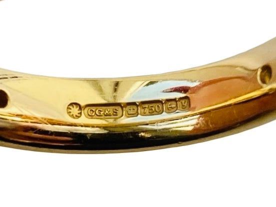 Vintage 18ct Gold Enamel Diamond  Band Ring