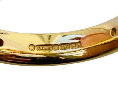 Vintage 18ct Gold Enamel Diamond  Band Ring