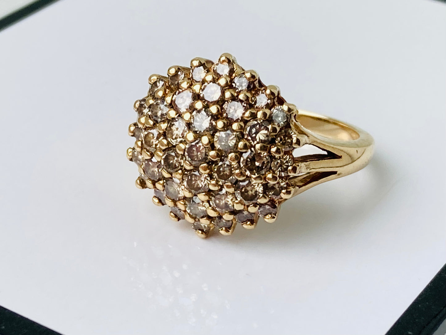 9ct Gold Champagne Diamond Cluster Ring