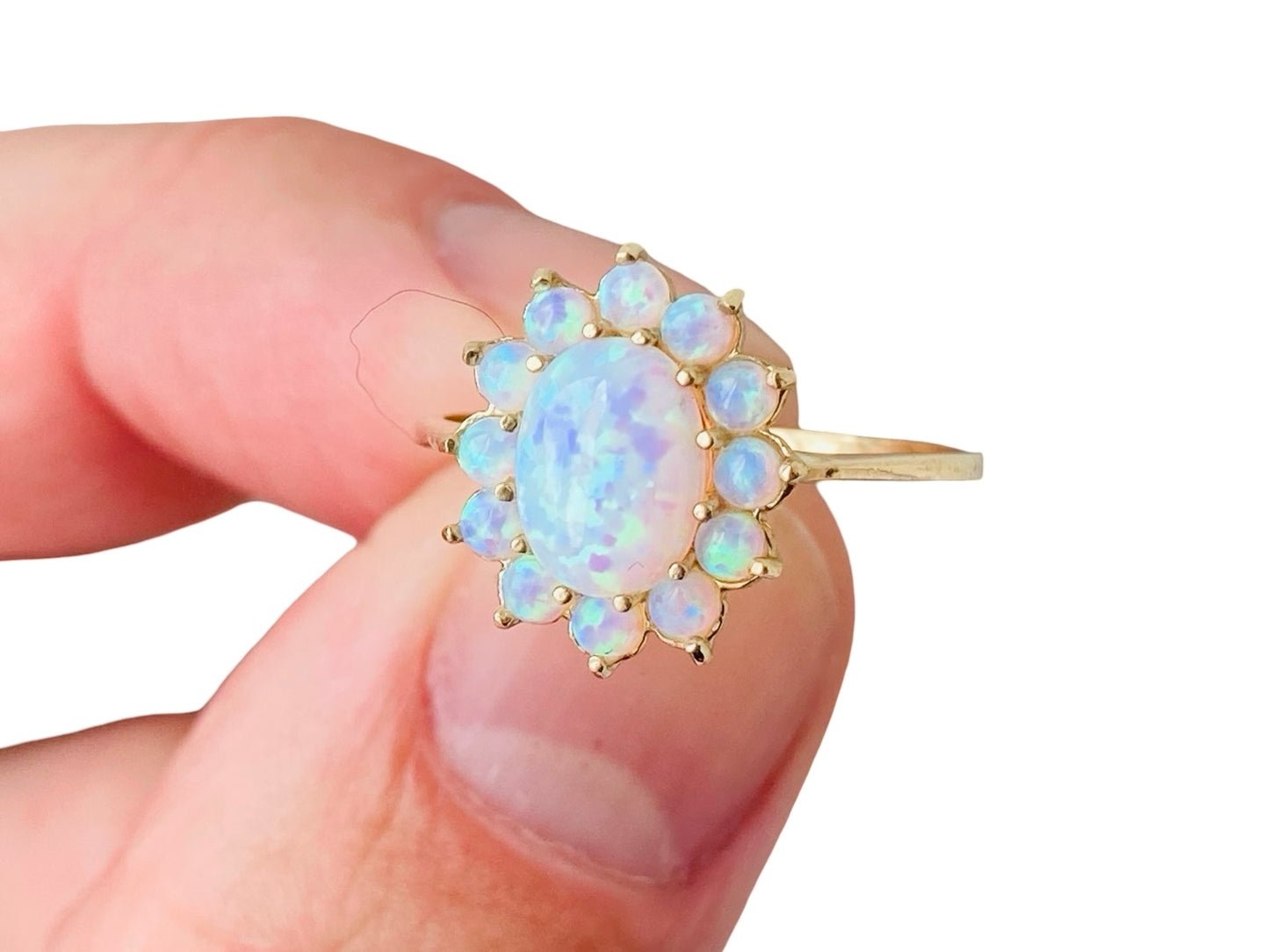 9ct Gold Synthetic Opal Ring