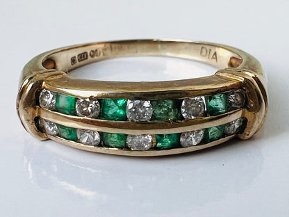 9ct Gold Emerald & Diamond Ring