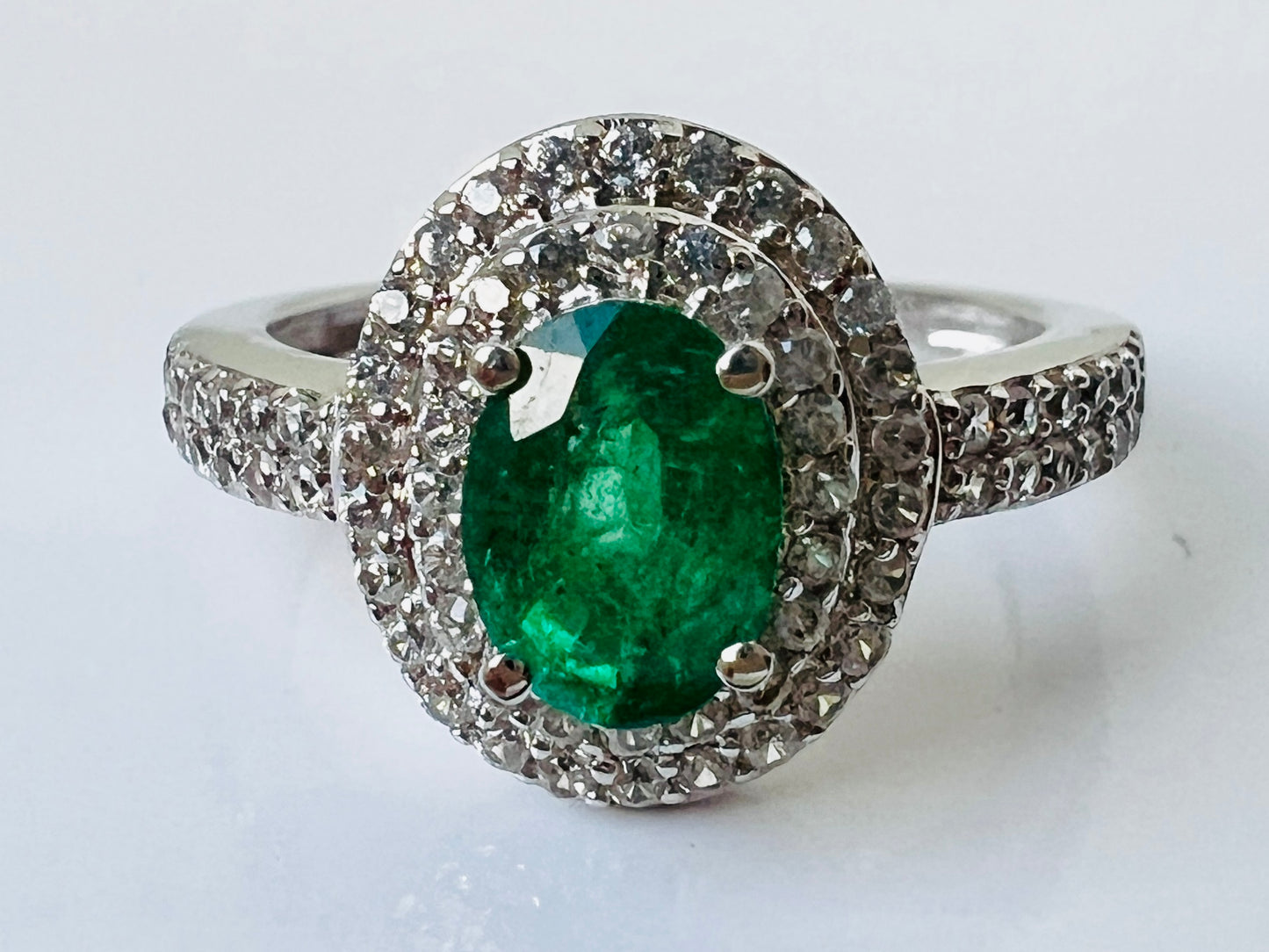 9ct Gold Emerald & Zircon Ring