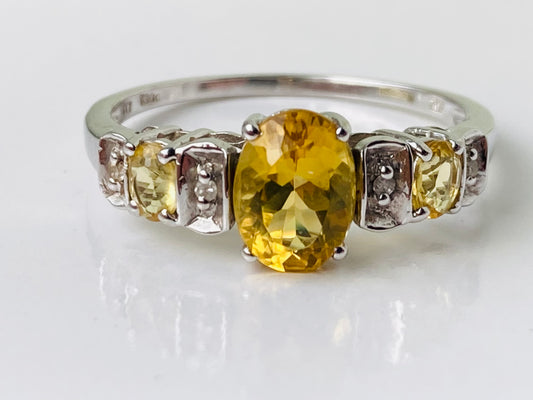 9ct Gold Scapolite & Diamond Ring