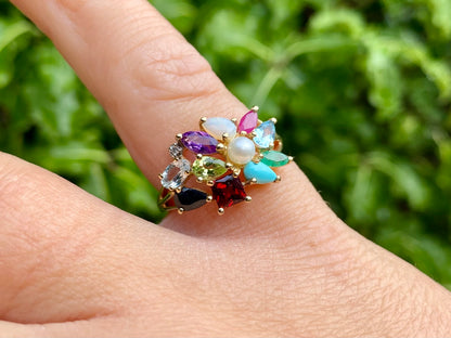 9ct Gold Multi-Gemstone Ring