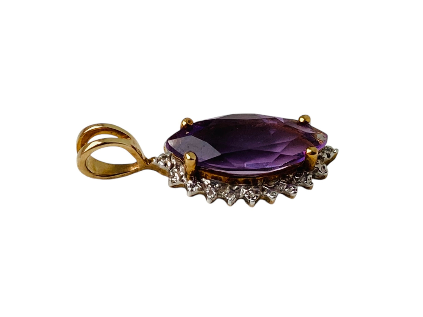 9ct Gold Amethyst & Diamond Pendant