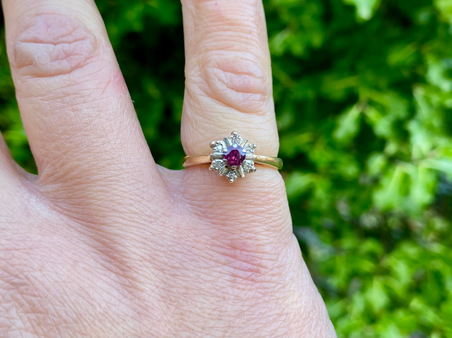 Vintage 9ct Gold Ruby & Diamond Ring