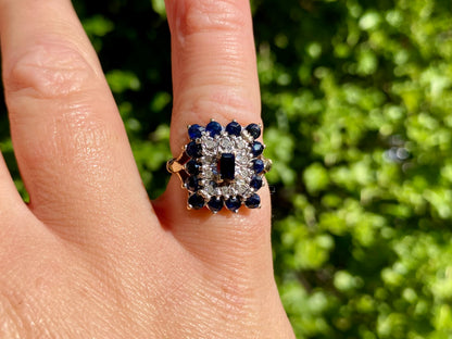 Vintage 9ct Gold Sapphire & Diamond Ring