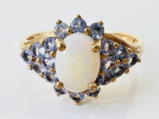 9ct Gold Opal & Tanzanite Ring
