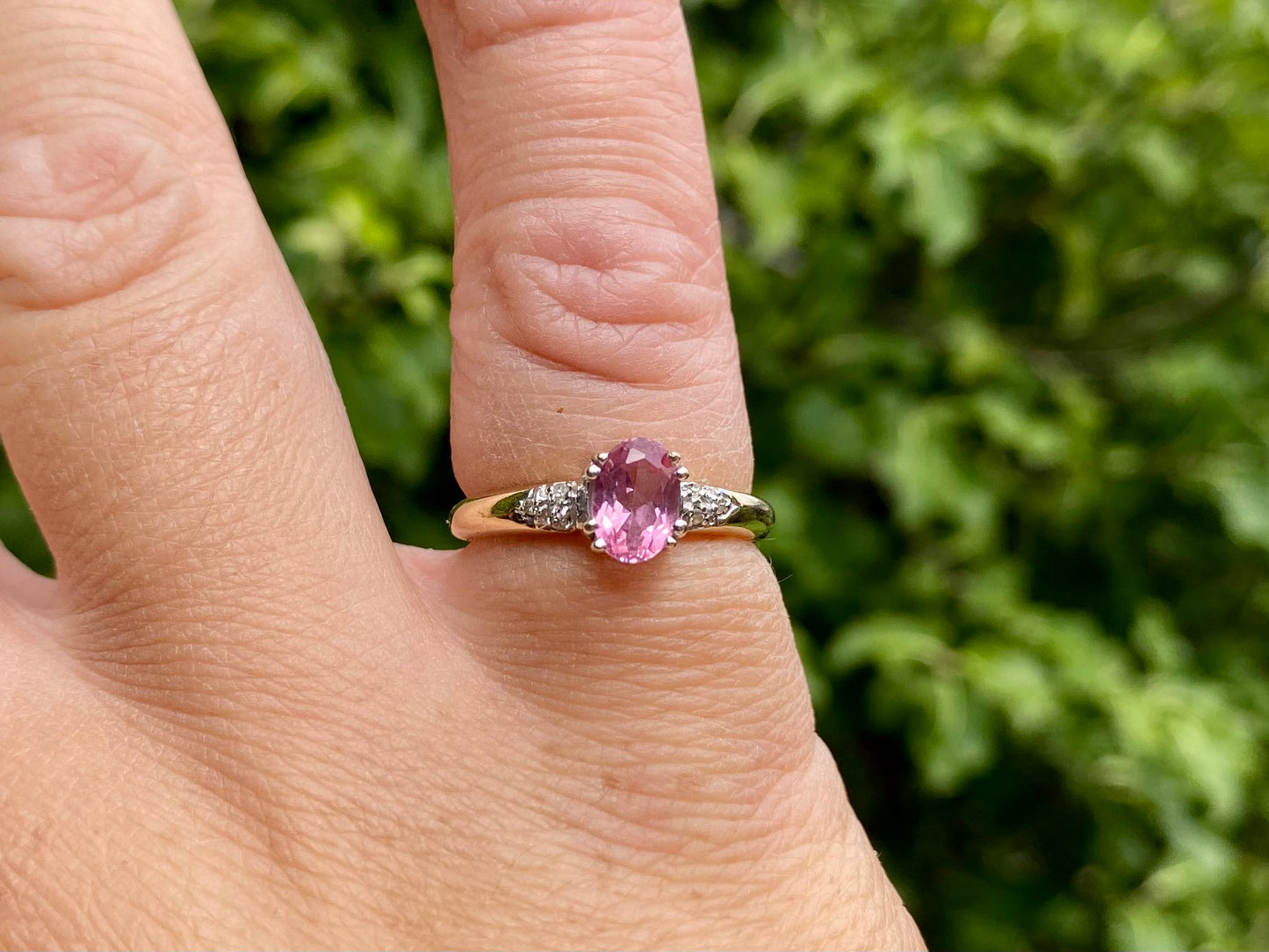 9ct Gold Pink Sapphire & Diamond Ring