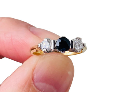18ct Gold Sapphire & Diamond Trilogy Ring