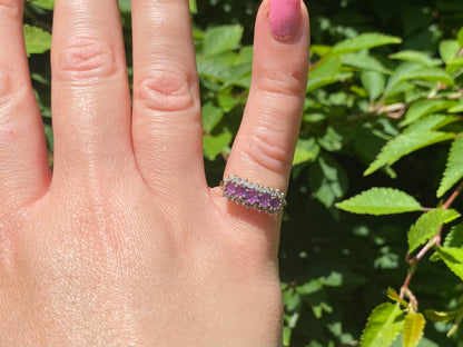 9ct Gold Amethyst & Diamond Ring