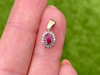 9ct Gold Ruby & Diamond Pendant