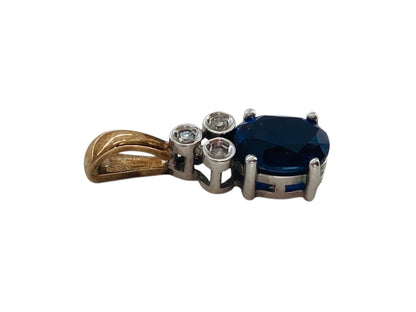 9ct Gold Sapphire & Diamond Pendant