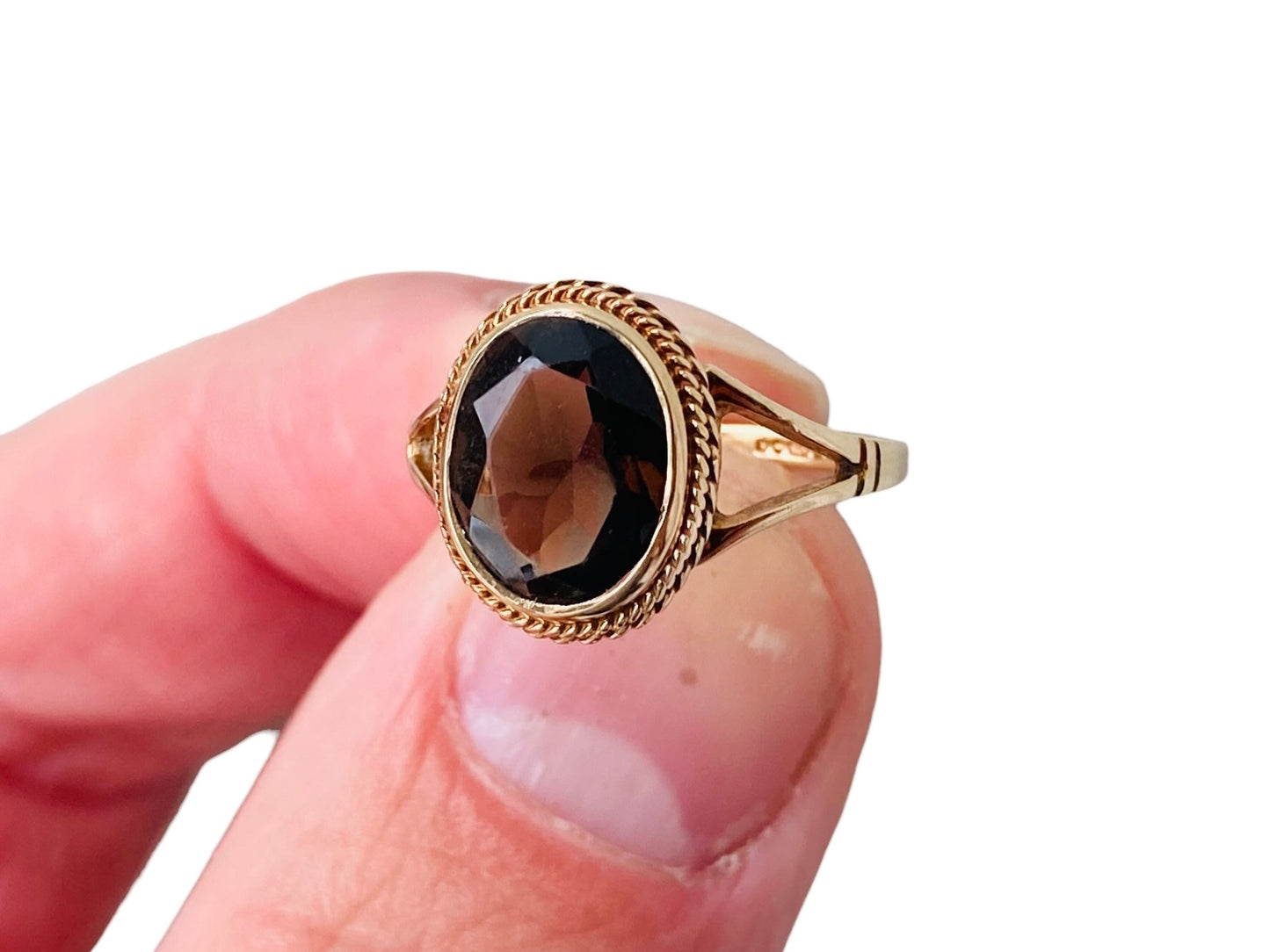 Vintage 9ct Gold Smoky Quartz Ring