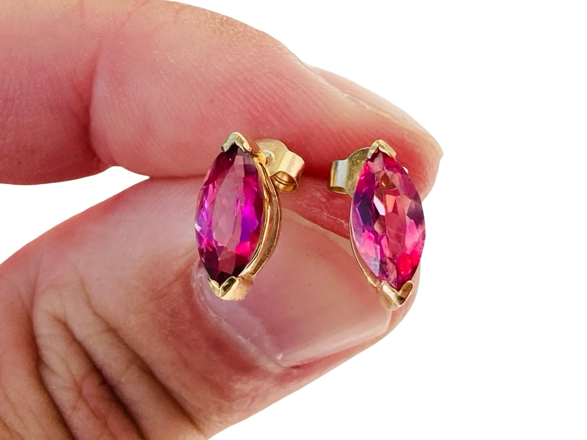 9ct Gold Pink Sapphire Earrings