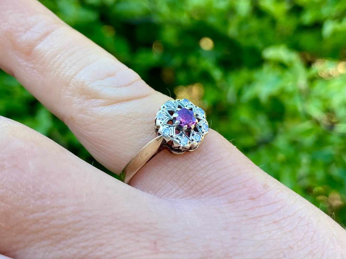 Vintage 9ct Gold Ruby & Diamond Ring