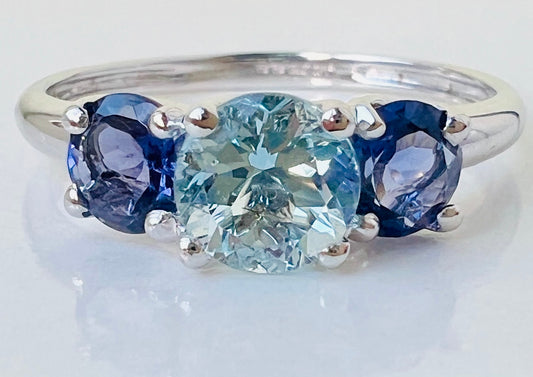9ct Gold Aquamarine & Tanzanite Ring