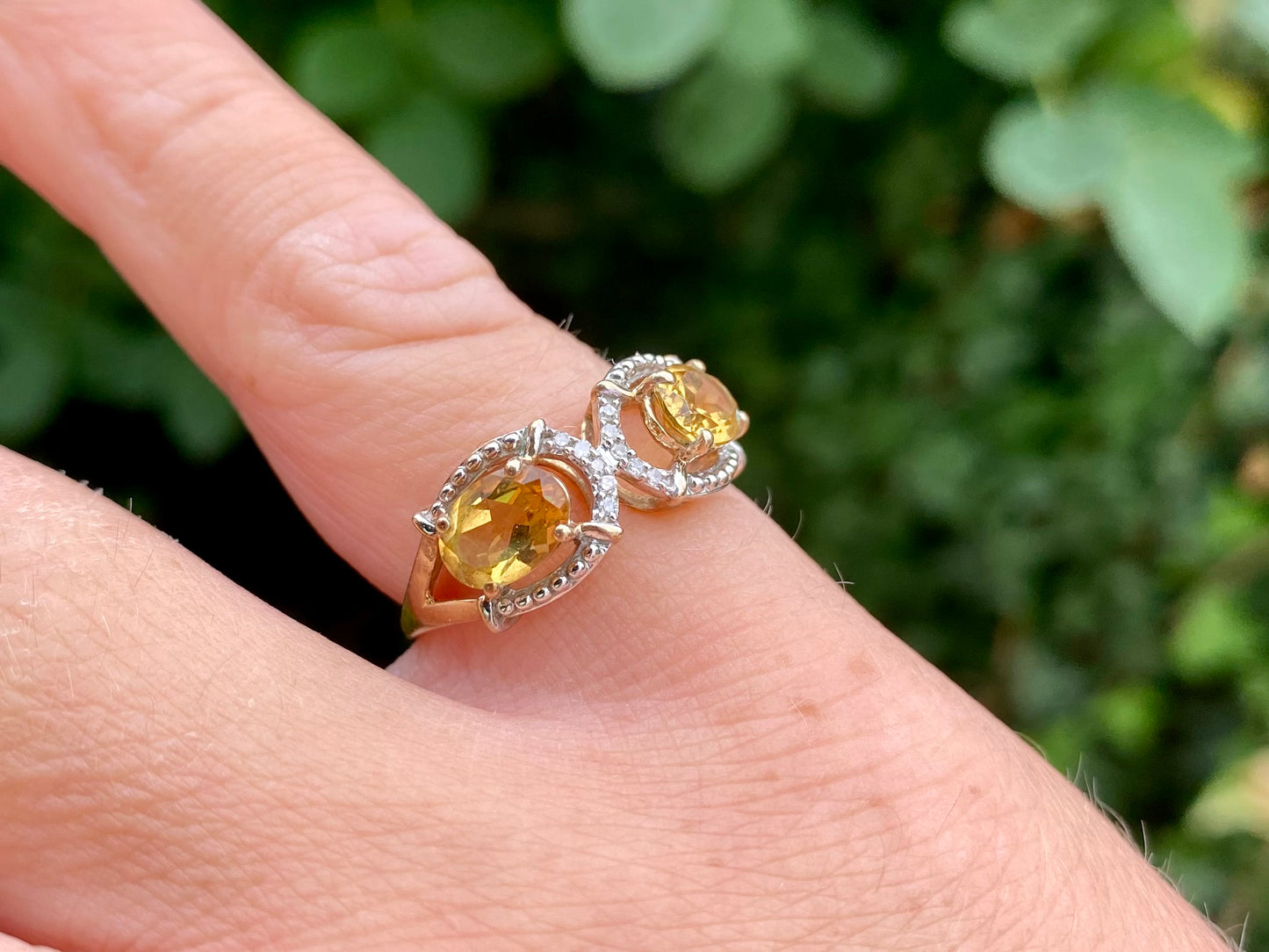 9ct Gold Citrine & Diamond Ring