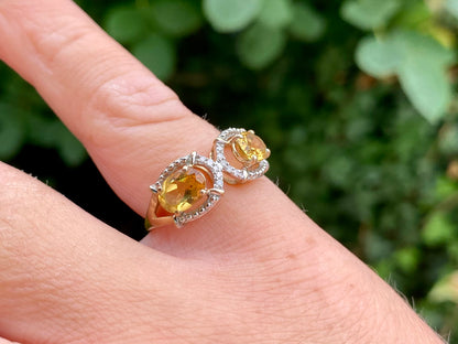 9ct Gold Citrine & Diamond Ring